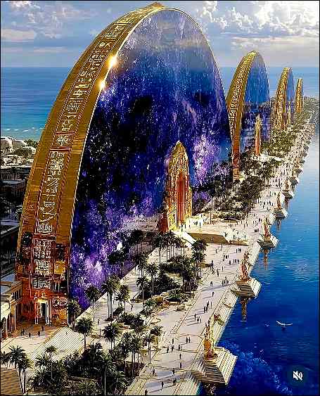 Planetary Report NR. 7: Black Cloud is in “incarnation” A futuristic city o a beach.
